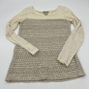 LUCKY BRAND Women's Sz XS Oatmeal  Cotton Wool Knit Sweater Pull-Over Top